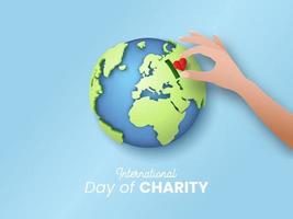 internacional dia do caridade ilustração. caridade dia conceito. papel cortar estilo vetor