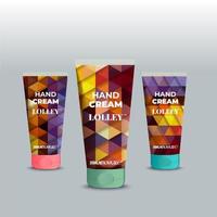 conjunto de tubos de creme cosmético para as mãos, com design inspirador colorido, design de modelo de pacote, design de rótulo, modelo de rótulo de design de simulação cosmética vetor