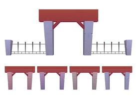 portões e cerca fez a partir de concreto, madeira e aço dentro desenho animado estilo. vetor ilustração isolado em branco