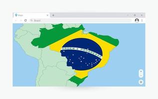 navegador janela com mapa do brasil, procurando Brasil dentro Internet. vetor