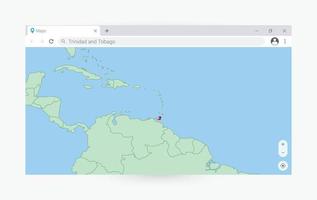 navegador janela com mapa do trinidad e Tobago, procurando trinidad e tobago dentro Internet. vetor