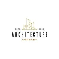 construção logotipo. ouro construção símbolo geométrico linear estilo. utilizável para real Estado, construção, arquitetura e construção logotipo vetor