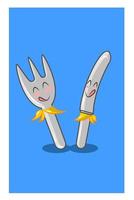 ilustração em vetor garfo e faca de jantar