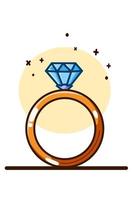 desenho de mão de ilustração de anel de diamante