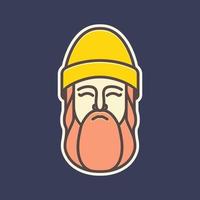 legal homem face cabeça espesso barba vestindo gorro chapéu colorida mascote adesivo logotipo Projeto vetor