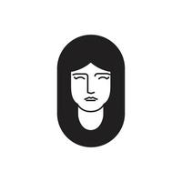 beleza face moda Penteado salão menina grandes cabelo arredondado mínimo logotipo Projeto vetor