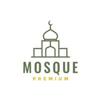 mesquita muçulmano orar cúpula mínimo linha minimalista logotipo Projeto vetor