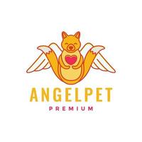 animais de estimação cachorro cachorro canino asas anjo amor colorida mascote fofa sorrir logotipo Projeto vetor
