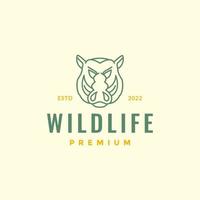 animais selvagens animal selvagem javali cabeça Perigo linha arte floresta logotipo Projeto vetor