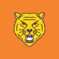 cabeça animal fera animais selvagens tigre rugido linha arte colorida laranja logotipo Projeto vetor