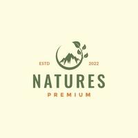 natureza montanha pico círculo forma folhas ao ar livre logotipo Projeto vetor