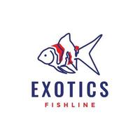 exótico peixe aquário peixinho linha arte moderno mínimo logotipo Projeto vetor