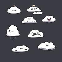 conjunto de doodle em nuvem vetor