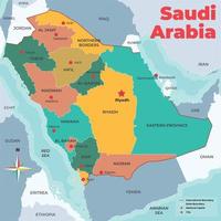 detalhado saudita arábia mapa estados e União territórios vetor