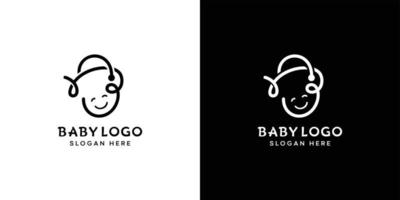 abstrato fofa bebê sorrir face logotipo projeto, bebê fazer compras vetor logotipo Projeto.