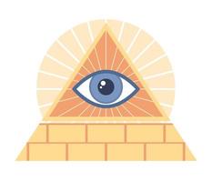 illuminati símbolo ícone. todos vendo olho do Deus dentro sagrado geometria triângulo placa. vetor plano ilustração