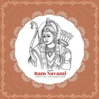 feliz RAM navami festival celebração cumprimento cartão Projeto vetor