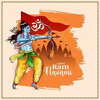 feliz RAM navami religioso hindu festival cumprimento cartão Projeto vetor