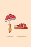 vetor de ilustração de carnes e faca