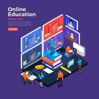 Educação online. estudo do curso de e-learning em casa vetor