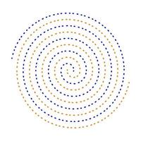 azul e laranja tracejadas linear espiral. pontilhado circular redemoinho logotipo vetor. vetor
