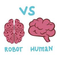 humanos vs robôs. ai artificial inteligência e humano inteligência, vetor