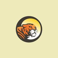 a sumatra tigre logotipo com uma círculo forma parece assustador e arrojado vetor