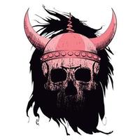 vetor ilustração para humano crânio camiseta com viking capacete em Preto fundo