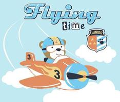 vetor desenho animado do fofa Urso piloto em avião