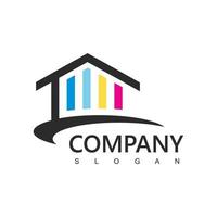 logotipo colorido da casa para agência imobiliária ou empresa de pintura de casas vetor