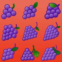 uvas ícone definir. vetor ilustração do fresco uva para fruta e Comida Projeto. gráfico recurso do Toranja para vegetariano, saudável, dieta, nutrição e tropical. fresco fruta para saudável estilo de vida