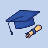 fofa graduação chapéu desenho animado ícone vetor ilustração. mínimo vetor Educação diploma para aluna estude sucesso render ilustração
