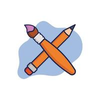 fofa lápis e escova desenho animado ícone vetor ilustração. Educação ícone conceito ilustração