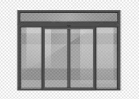 Duplo deslizante vidro portas para a escritório, trem estação, supermercado com espaço. vetor Projeto.