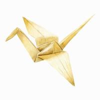japonês papel guindaste. a tradicional origami guindaste é bege dentro cor. aguarela ilustração. lindo fofa mão desenhado pintura para decoração, cartões postais. ásia cultura vetor