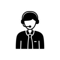 ícone agente ou cliente serviço funcionários fornecendo técnico Apoio, suporte vestindo fones de ouvido vetor