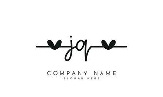 caligrafia assinatura estilo carta jq logotipo Projeto dentro branco fundo. pró vetor. vetor