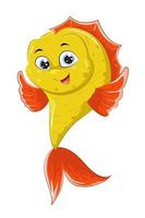 um peixe amarelo laranja com olhos azuis, desenho animal cartoon ilustração vetorial vetor