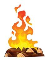 queimando fogueira com madeira desenho animado ilustração isolado em branco fundo vetor