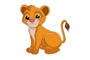 um leão bebê fofo, desenho animal cartoon vetor