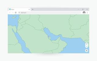 navegador janela com mapa do bahrein, procurando bahrain dentro Internet. vetor