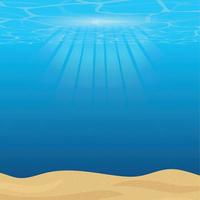 a inferior do a oceano fundo. mar água e areia com luz do sol. vetor ilustração