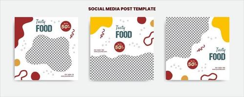 comida menu banner postagem de mídia social. modelos de mídia social editáveis para promoções no menu de comida vetor