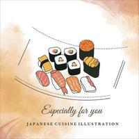 vetor kawaii Sushi poster ilustração