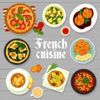 francês cozinha refeições cardápio cobrir vetor página