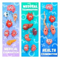 saúde médico exame, desenho animado humano órgãos vetor