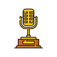 microfone rádio equipamento, dourado linha prêmio ícone vetor