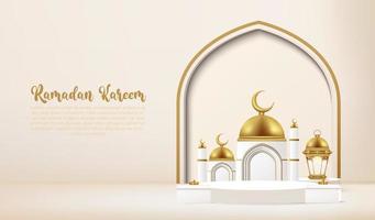Fundo 3D Kareem Ramadan com pódio. vetor