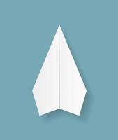 ícone de avião de origami de papel em fundo azul vetor