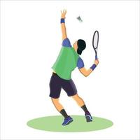 vetor jovem homem jogar badminton plano vetor ilustração Projeto